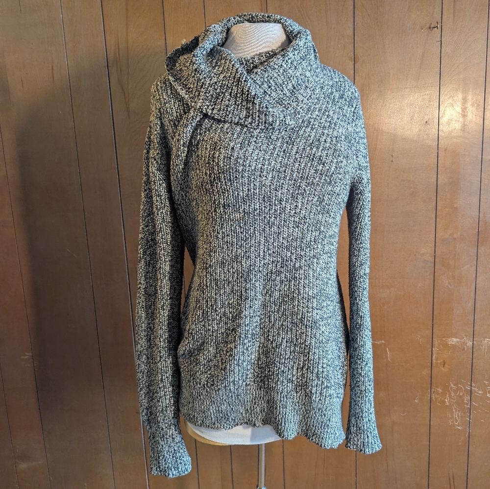 Abercrombie & Fitch Grey Marled Chunky Knit Cowl Neck Sweater | Cotton Blend |